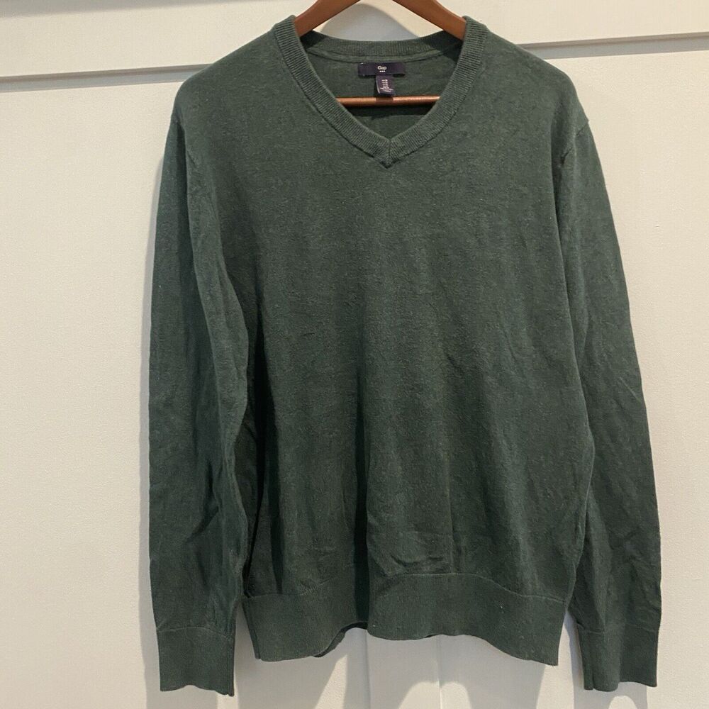 Gap‎ Factory Sweater Men Medium Forest Green V Neck Pullover Casual Versatile